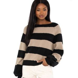 Free People Free People Found My Friend Pullover Sweater XL Black Tan